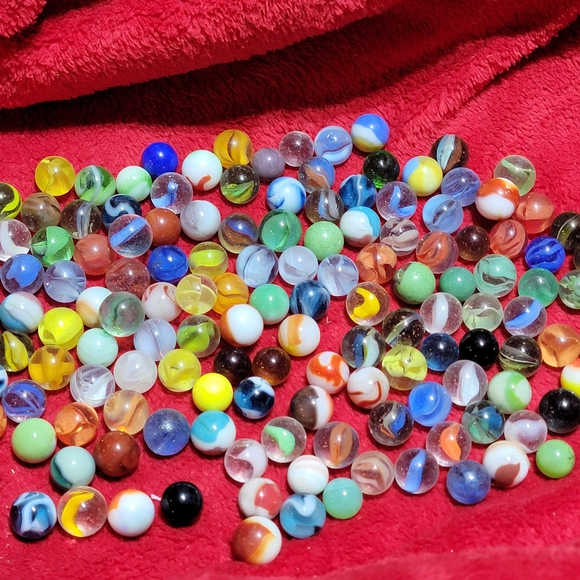 Other - Vintage Colorful Glass Marbles Collection Of Approx 145 With Circus Tin!